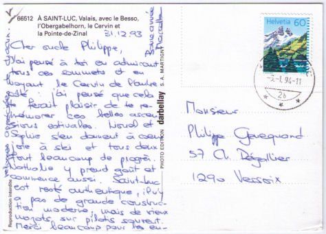 Cartoline postali: Saint Luc - Blick Richtung Matterhorn – Usato da Binningen venduto da Mountainrider 1