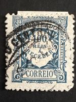 Timbre Portugal 100 Reis bleu oblitéré bon état