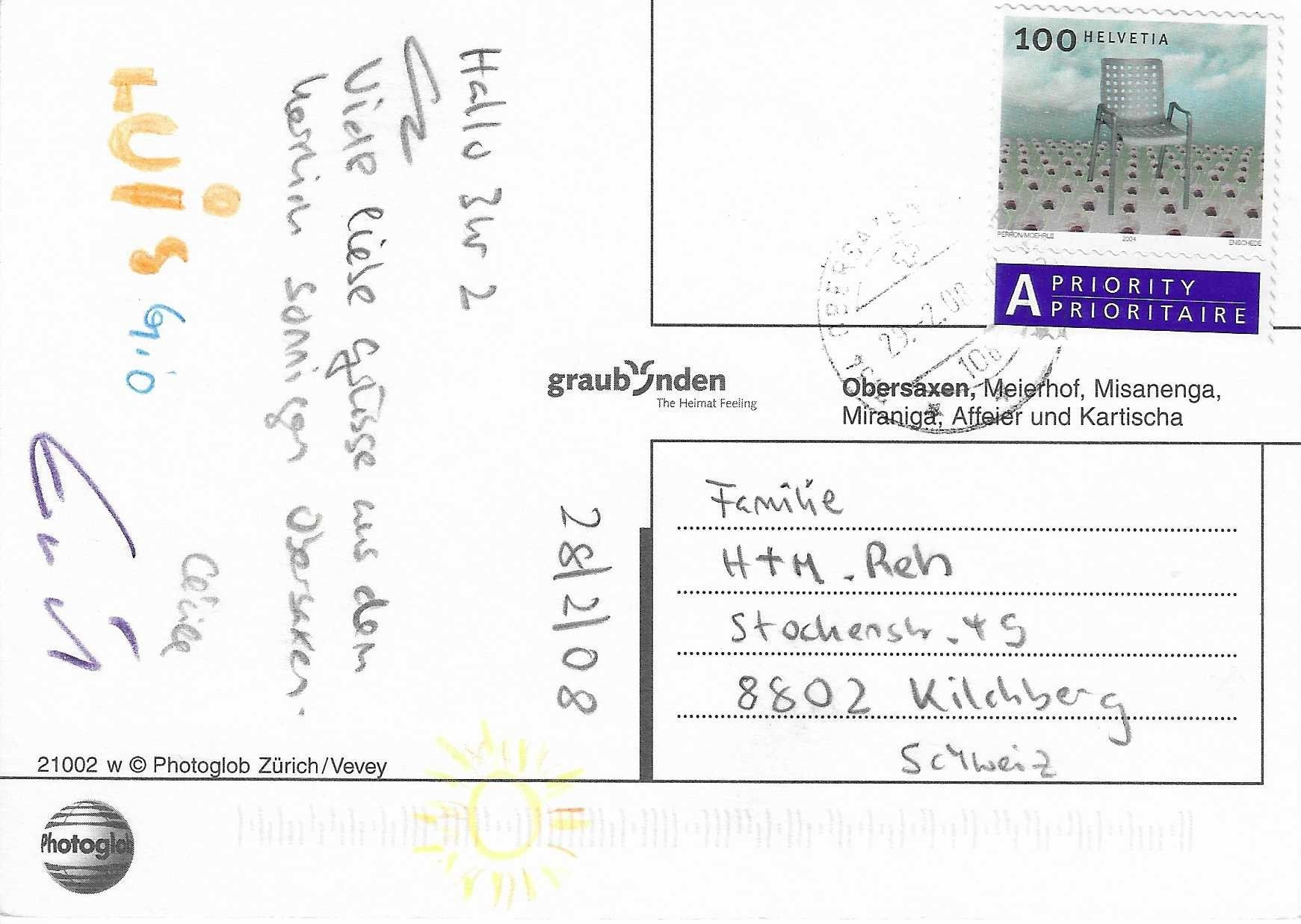 Cartoline postali: Obersaxen GR – Usato da Rothrist venduto da Stranglehold 1