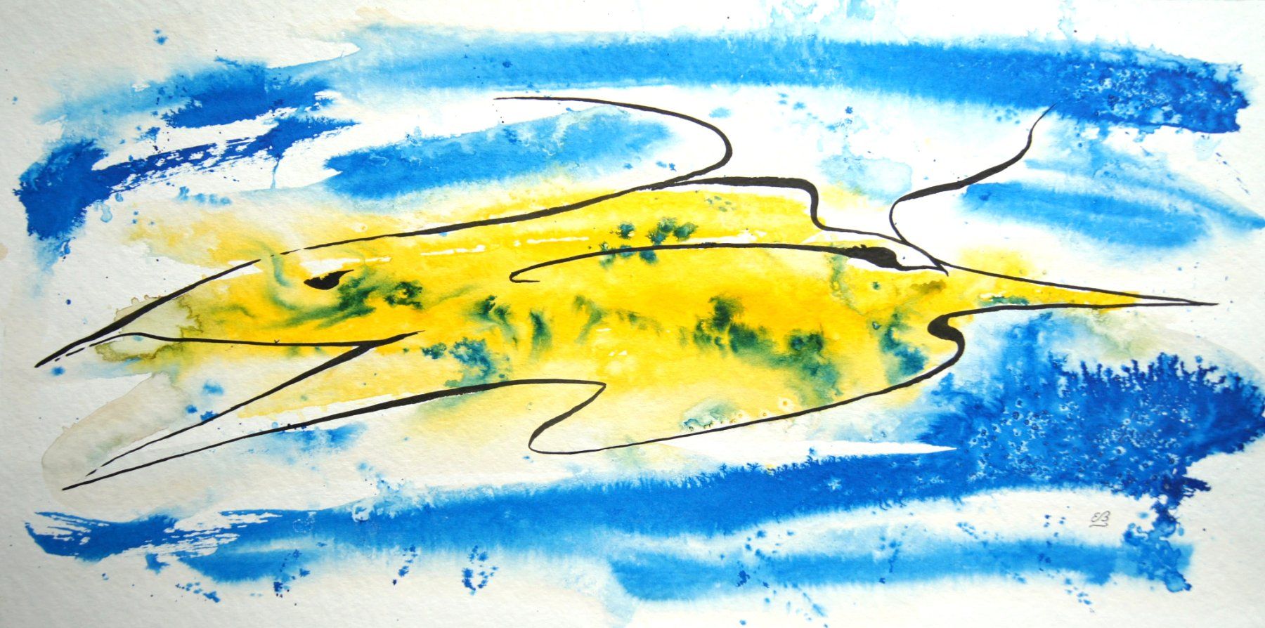 Gemälde: Tuschezeichnung: Two faced fish – Neu (gemäss Beschreibung) aus Fribourg von erw_68dx
