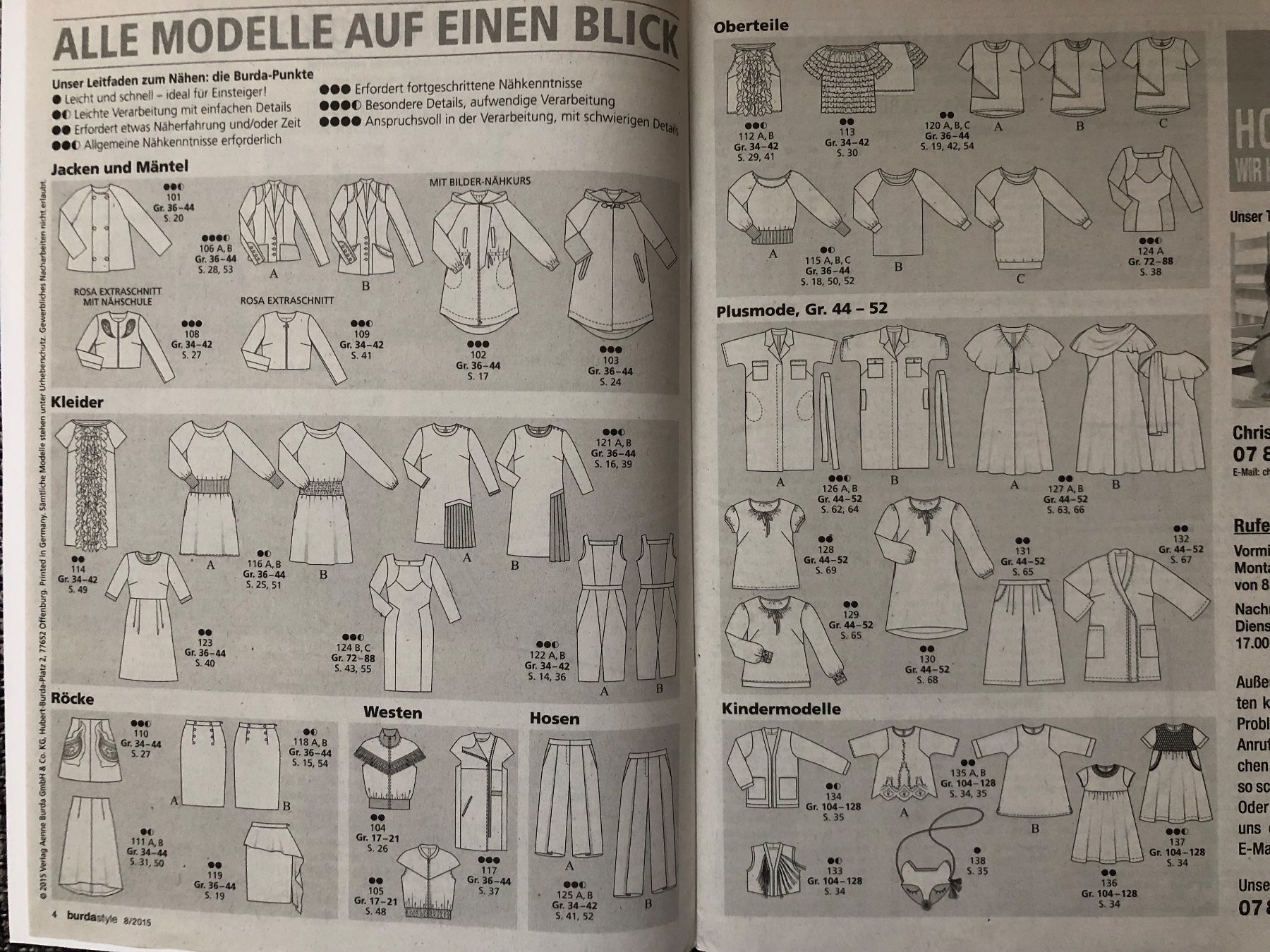 Riviste & Magazine: burda style 8/2015 Schnittmusterheft – Nuovo e nell'imballaggio originale da Langnau am Albis venduto da snla_scc9 1