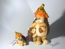 Igelfamilie 2 Teile - Keramik/Ton - Höhe 220 + 85mm - neu