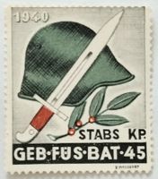 Soldatenmarke 2.WK, Stabskp Gebirgs Füs Bat 45, Wi Inf 346