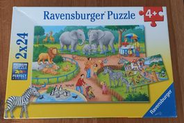 RAVENSBURGER *2 X 24 T.- PUZZLES - ZOO* VOLLST./19 X 27CM