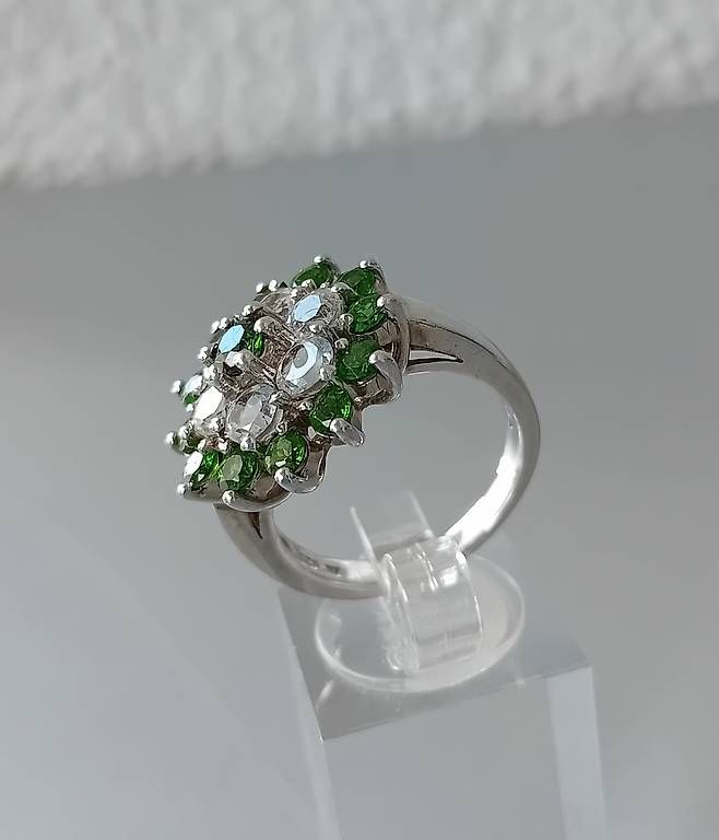 Anelli: Ring mit Chromdiopsid und Weisstopas Silber – Usato da Stans venduto da wer_fd5f 3