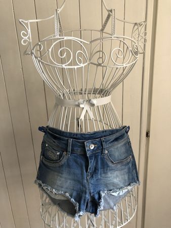 Mini Short en jean Superdry W26 été frangé