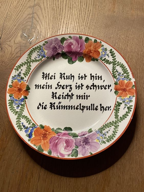 Alter Teller mit Spruch Kaufen auf Ricardo
