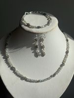Unikat - Labradorit SET - Collier, Armkette, Ohrringe NEU