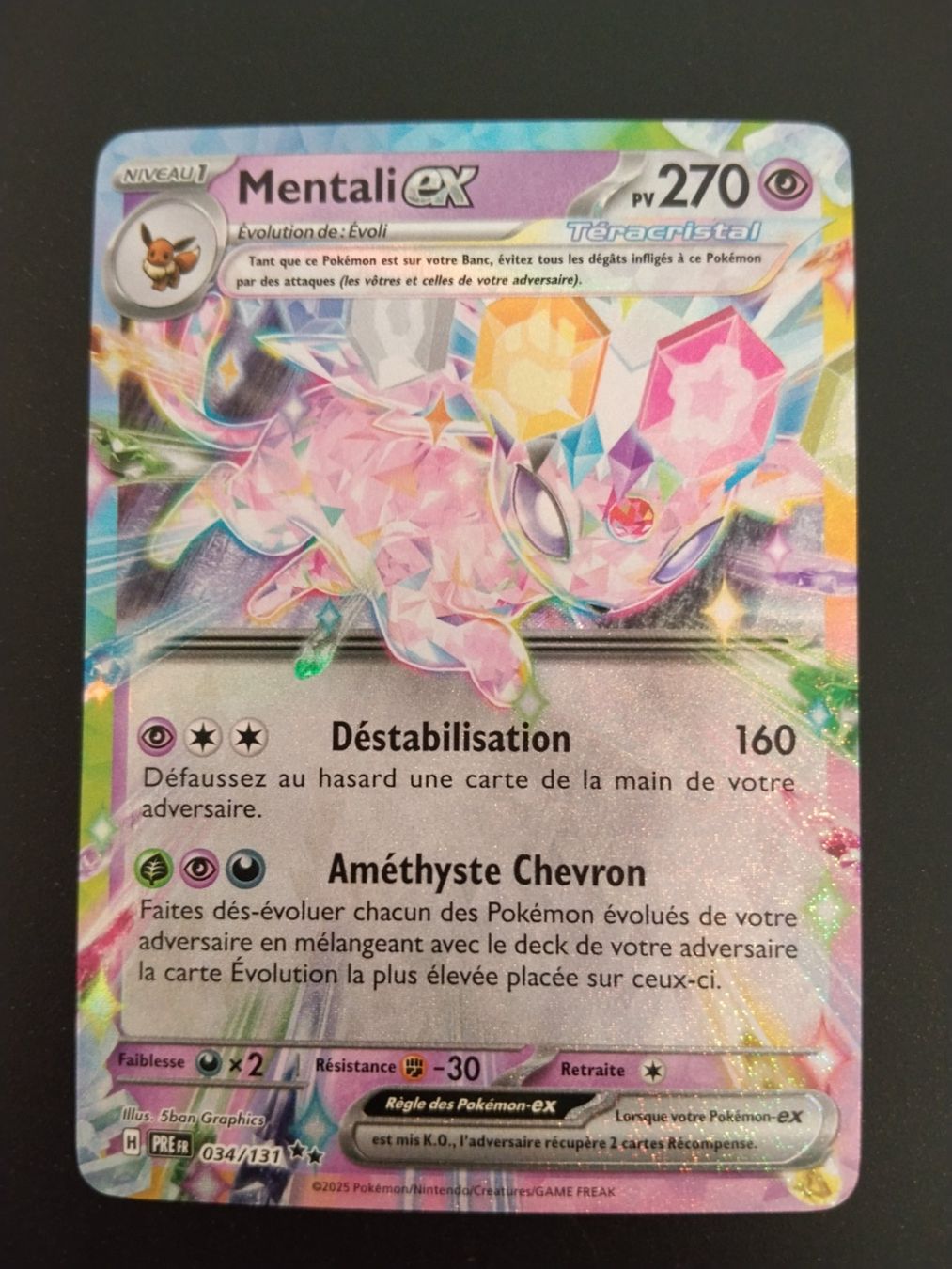 Pokémon Carte collezionabili: Pokémon Évolutions prismatiques: Mentali Ex 034/131 FR – Usato da Palézieux-Village venduto da oufoux08