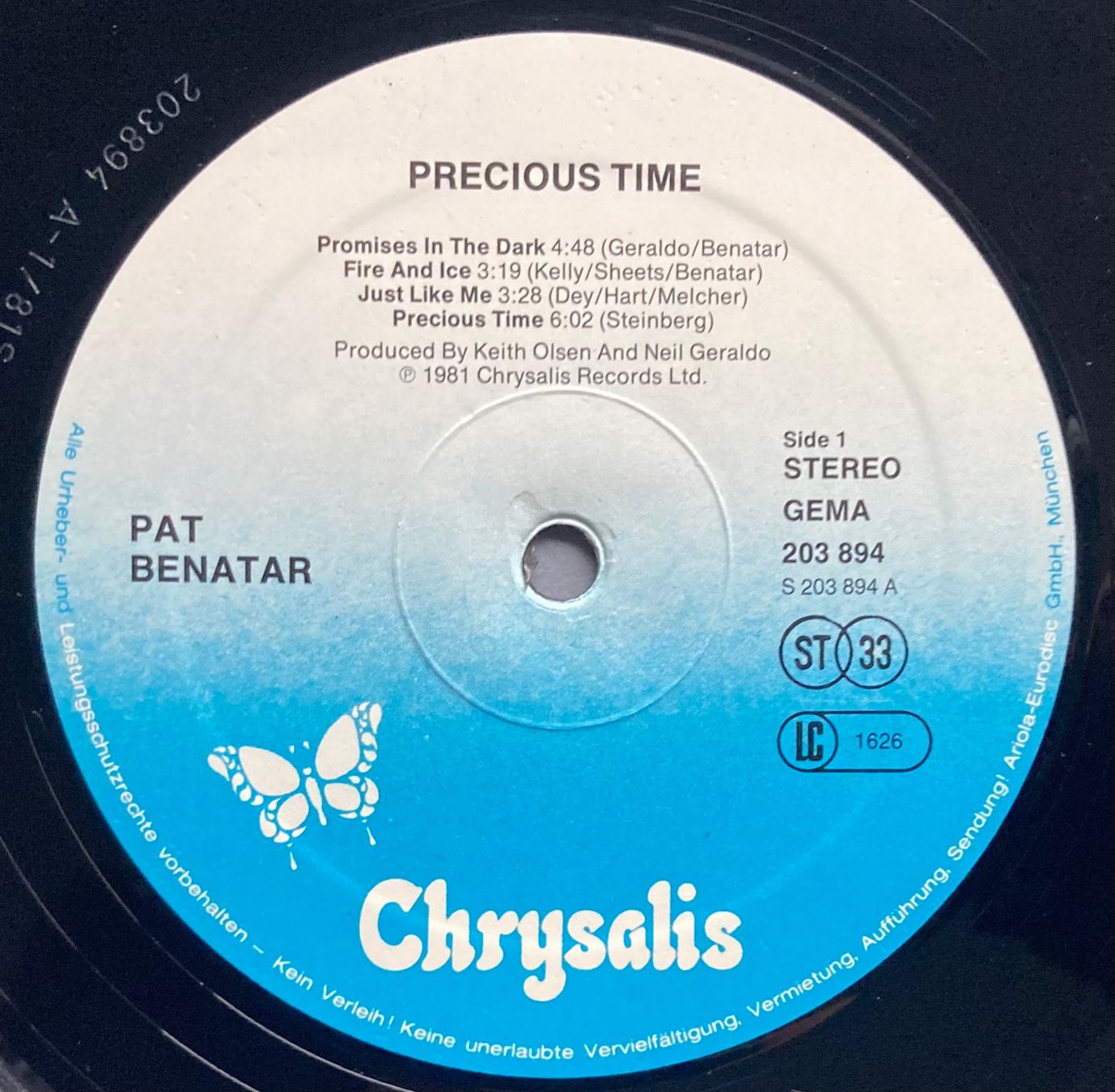 Schallplatten: PAT BENATAR - PRECIOUS TIME – Gebraucht aus Poliez-Pittet von Newtown-Records 3