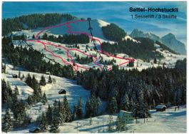 Sattel - Pistenpanoramat Sattel--Hochstückli / Reklame