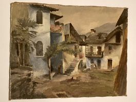 Wigger Dorfgemäde signiert mit Gasse und Gebäuden