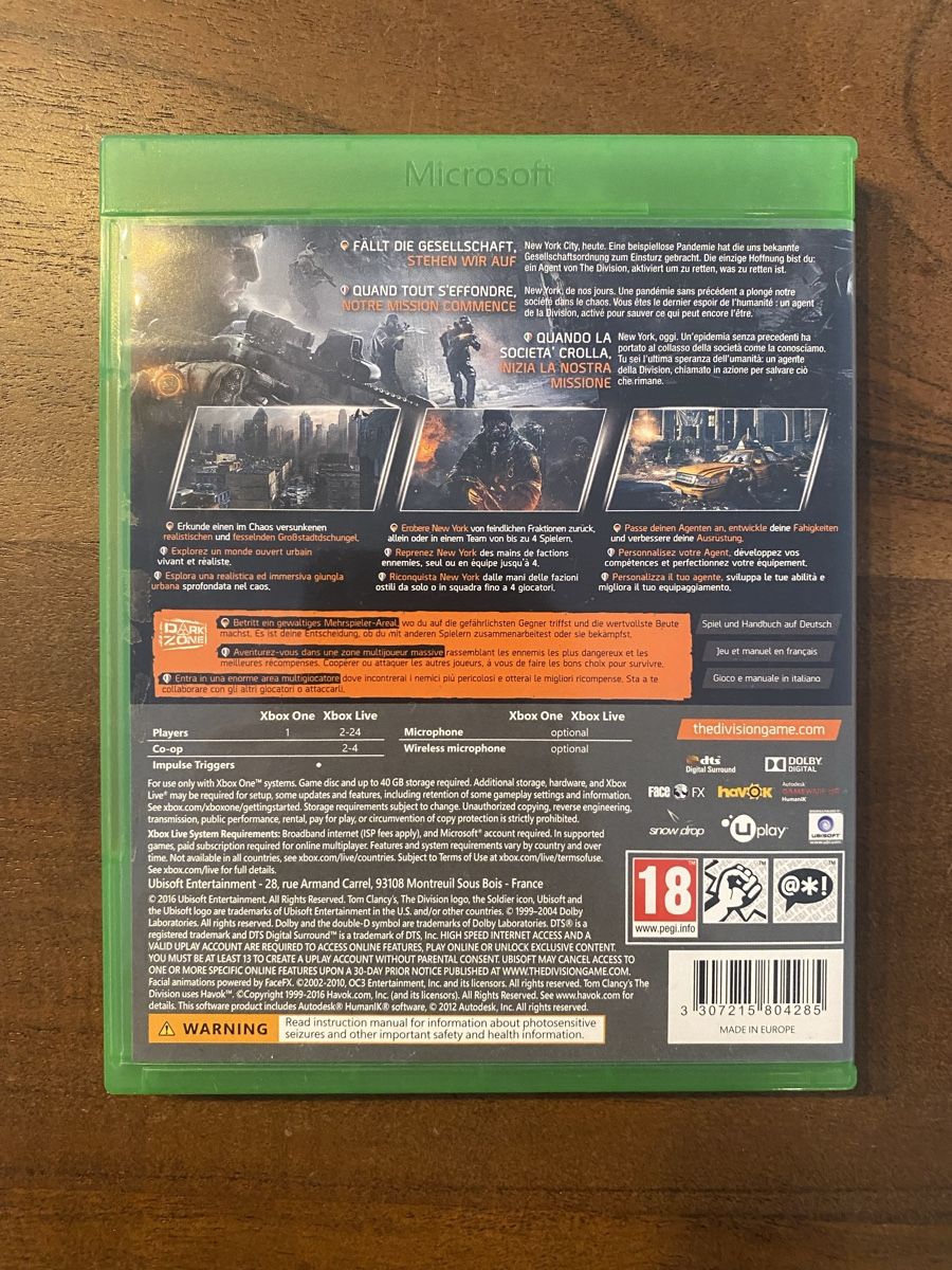 Microsoft Giochi: Tom Clancy's The Division für Xbox One – Usato da Thunstetten venduto da Virus_33 2
