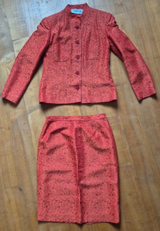Damen Deux Pieces - orange, glänzend - schöner Stoff