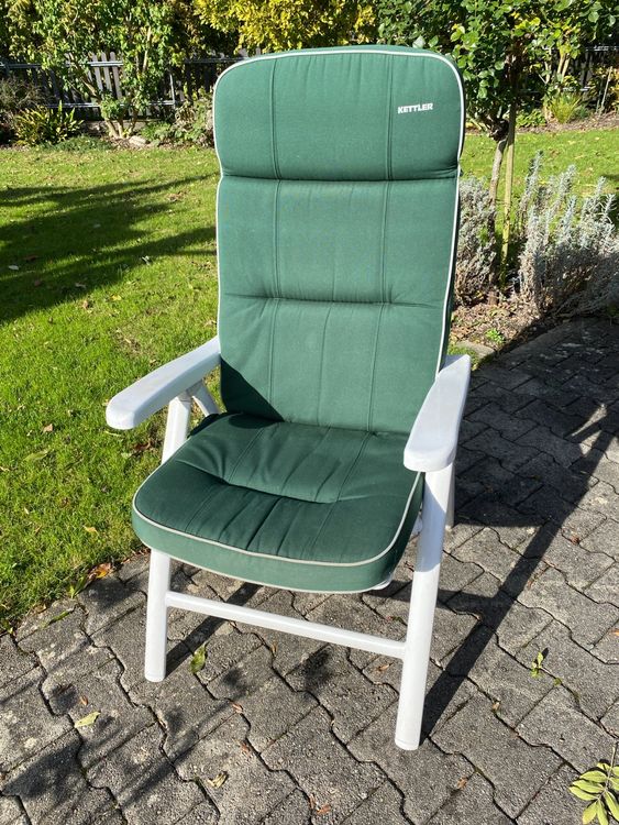 5 Kettler Gartenstühle Hochlehner weiss mit 6 Sitzkissen Kaufen auf