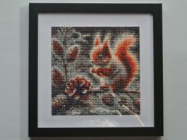 Diamant Malerei Eichhörnchen Bild mit Ramen 30x30 cm