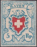 Rayon I (hellblau) U-Druckstein ungebraucht, 4000.-+ Attest