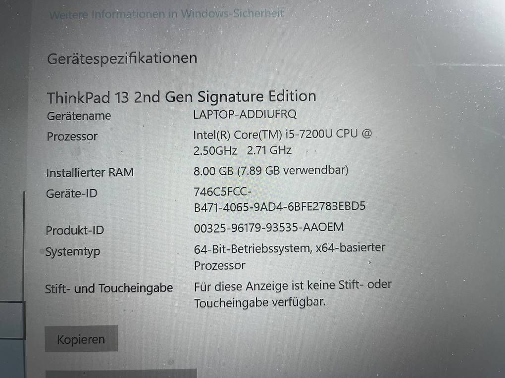 Lenovo Notebook: Think Pad Lenovo 13 2nd Gen – Usato da Thun venduto da I-E-90 3