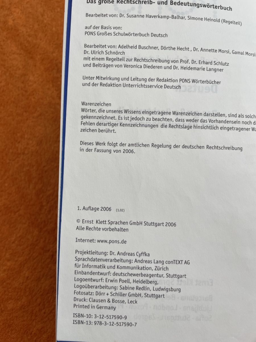Libri: PONS Grosses Schulwörterbuch Deutsch – Usato da Hettlingen venduto da tam_2tks 2