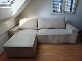 Bettsofa weiss / beige Stoff Cord