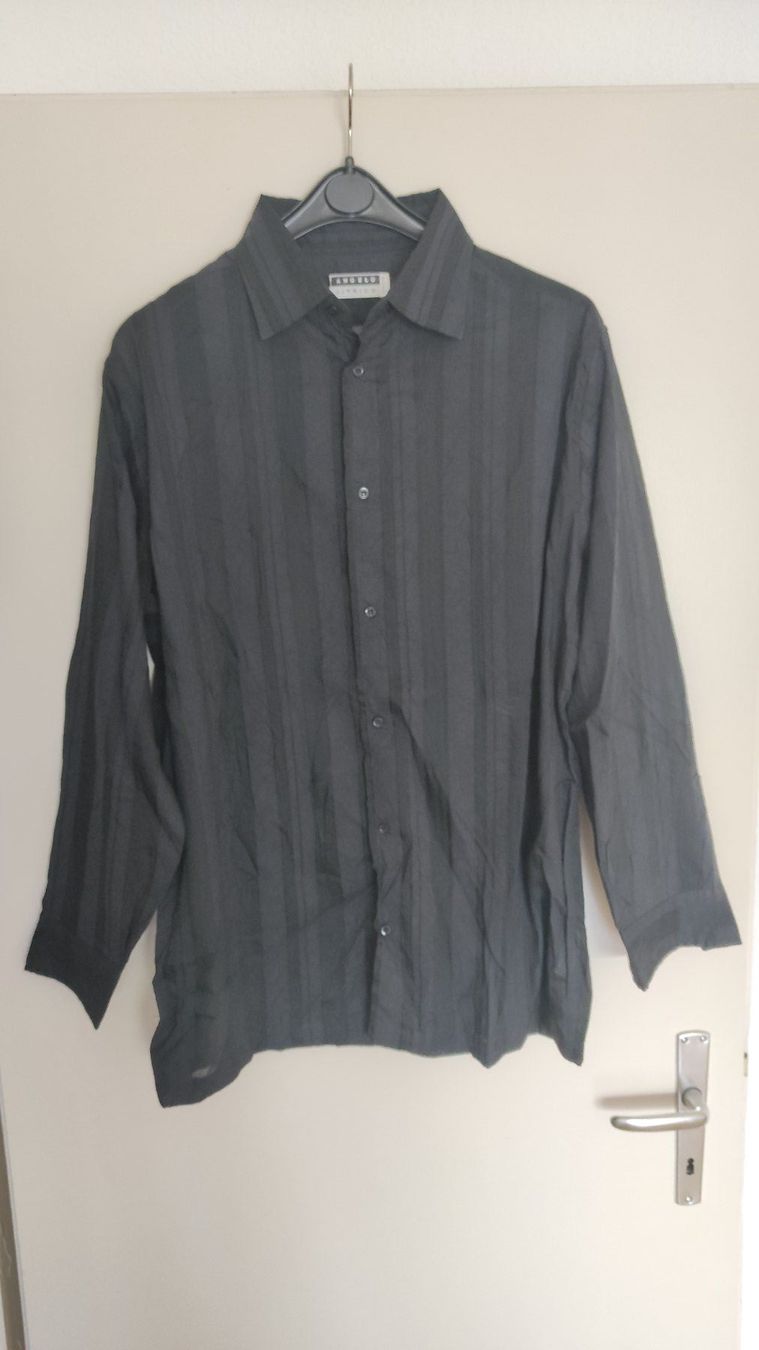 Hemden: Camicia uomo  nera righe taglia L – Neu (gemäss Beschreibung) aus Biel/Bienne von mor_gbm5