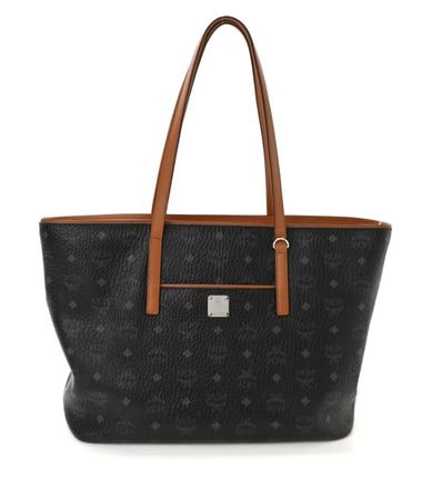 MCM Black Monogram Visetos Medium Shopper - neuwertig
