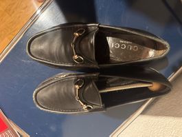 Gucci Loafers Men Black Leather Size 9 1/2 Used Condition