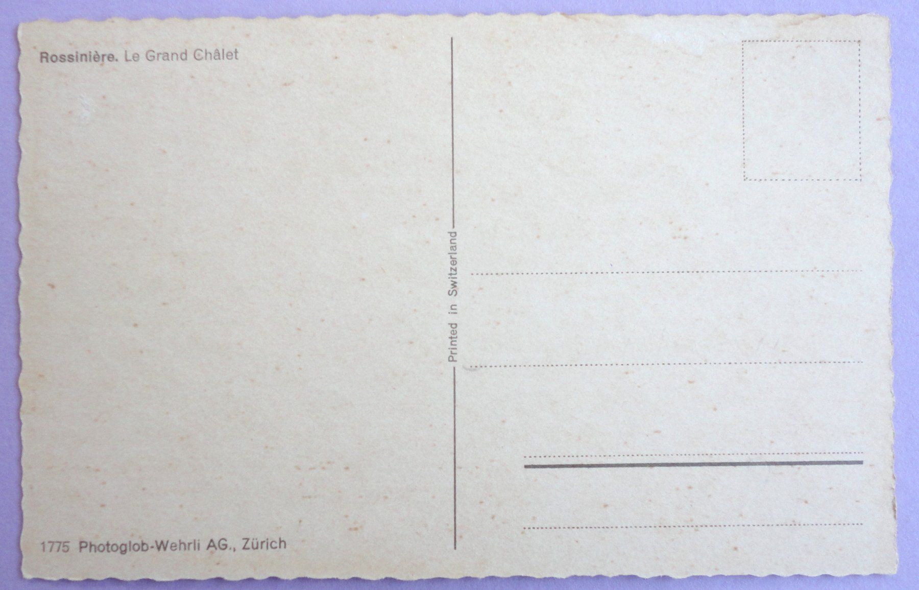 Cartoline postali: Rossinière - Le Grand Châlet – Usato da Fétigny venduto da Billy2miny 1