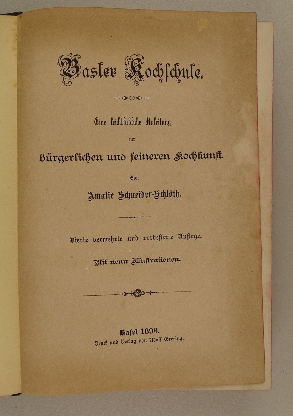 Libri: BASLER KOCHSCHULE 1893 – Usato da Grüningen venduto da Kartensammler 2