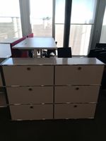 USM Haller Regal 2x3 Lichtgrau, 4 Klapp-, 2 Ausziehtüren