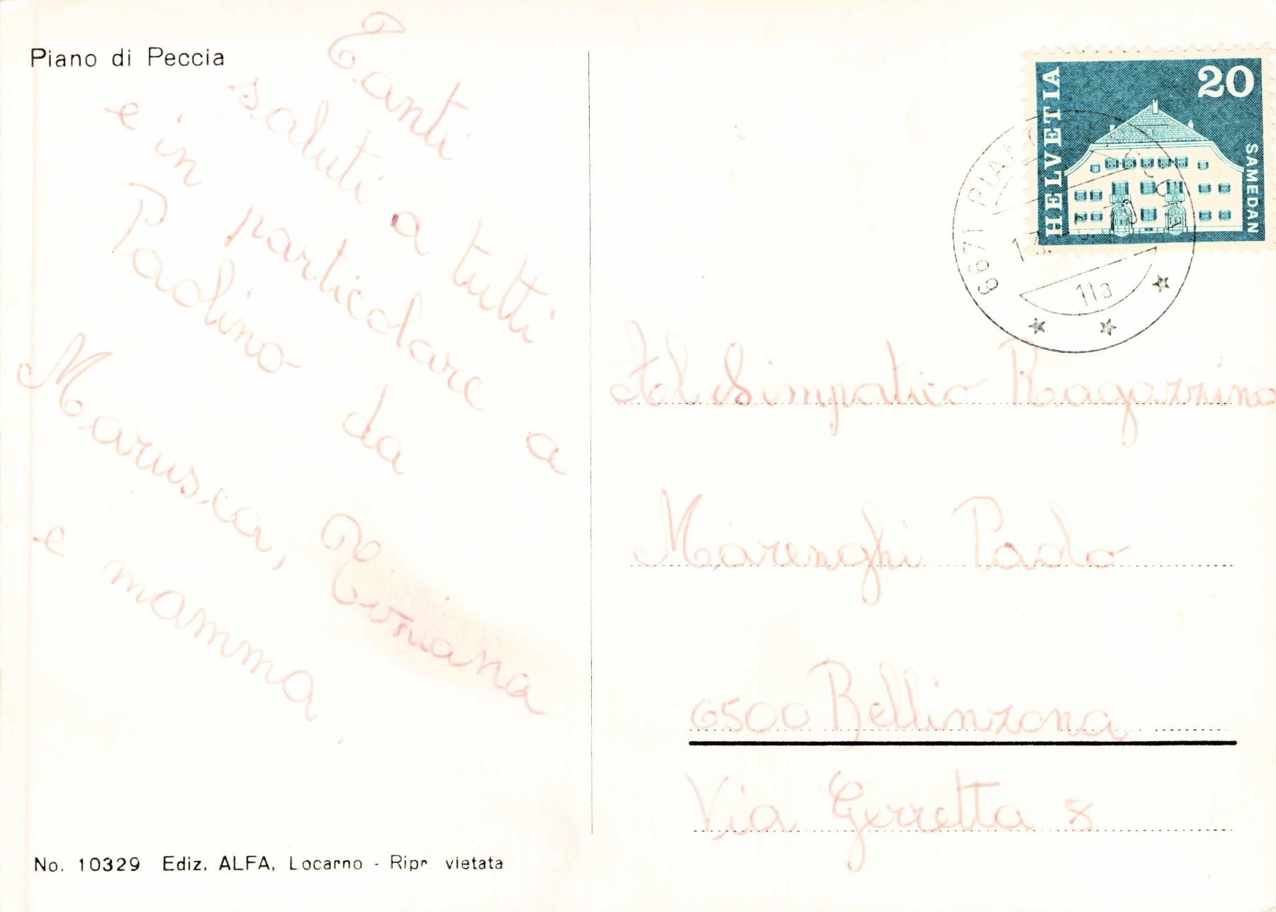 Cartoline postali: Piano di Peccia Lavizzara G – Usato da Biasca venduto da Blenio71 1
