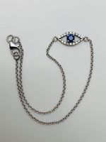 Feine Glück-Armband 14K WG mit 14 Diamanten und Saphir