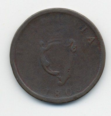 Alle Münzen: Irland Halfpenny 1805 KM#147.1 – Gebraucht aus Au SG von Zogu