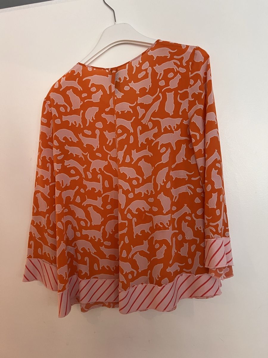 Marc Cain Blusen: Bluse Marc Cain, Gr. 36, orange rosa Katzen – Gebraucht aus Solothurn von Brini06 4