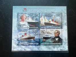 2013 Zentralafrika Block Queen Mary Schiffe gest.   (A704)