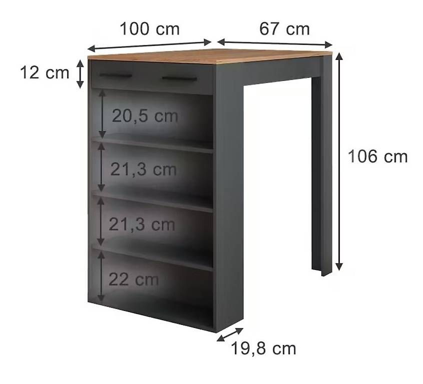 Tische: Bartisch Anthrazit - Eiche Dekor (100x67x106cm) – Neu (gemäss Beschreibung) aus Zürich von -steven- 2