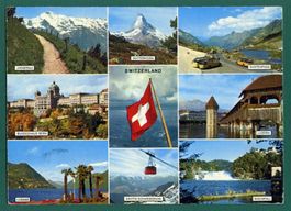 Switzerland, 9 Ansichten, gelaufen, Grossformat, ca. 1978