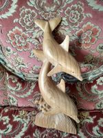 Holzskulptur: Zwei Delfine, schöne Handarbeit! 51 cm