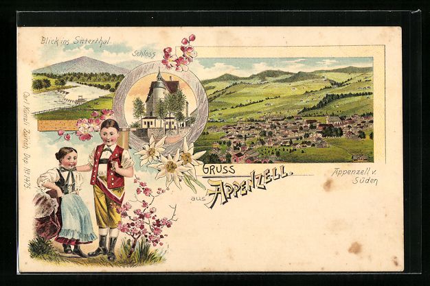 Cartoline postali: Litho Appenzell, Teilansicht von Süden, – Usato da Berlin venduto da bartko-reher