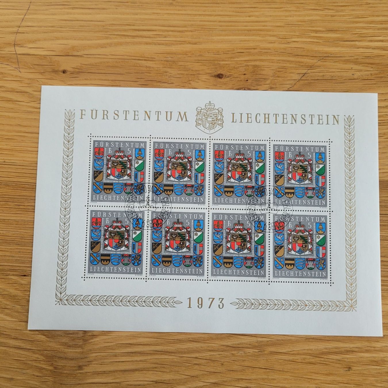Tutti i francobolli: Kleinbogen Liechtenstein 1973 – Usato da Biel/Bienne venduto da Destockweb