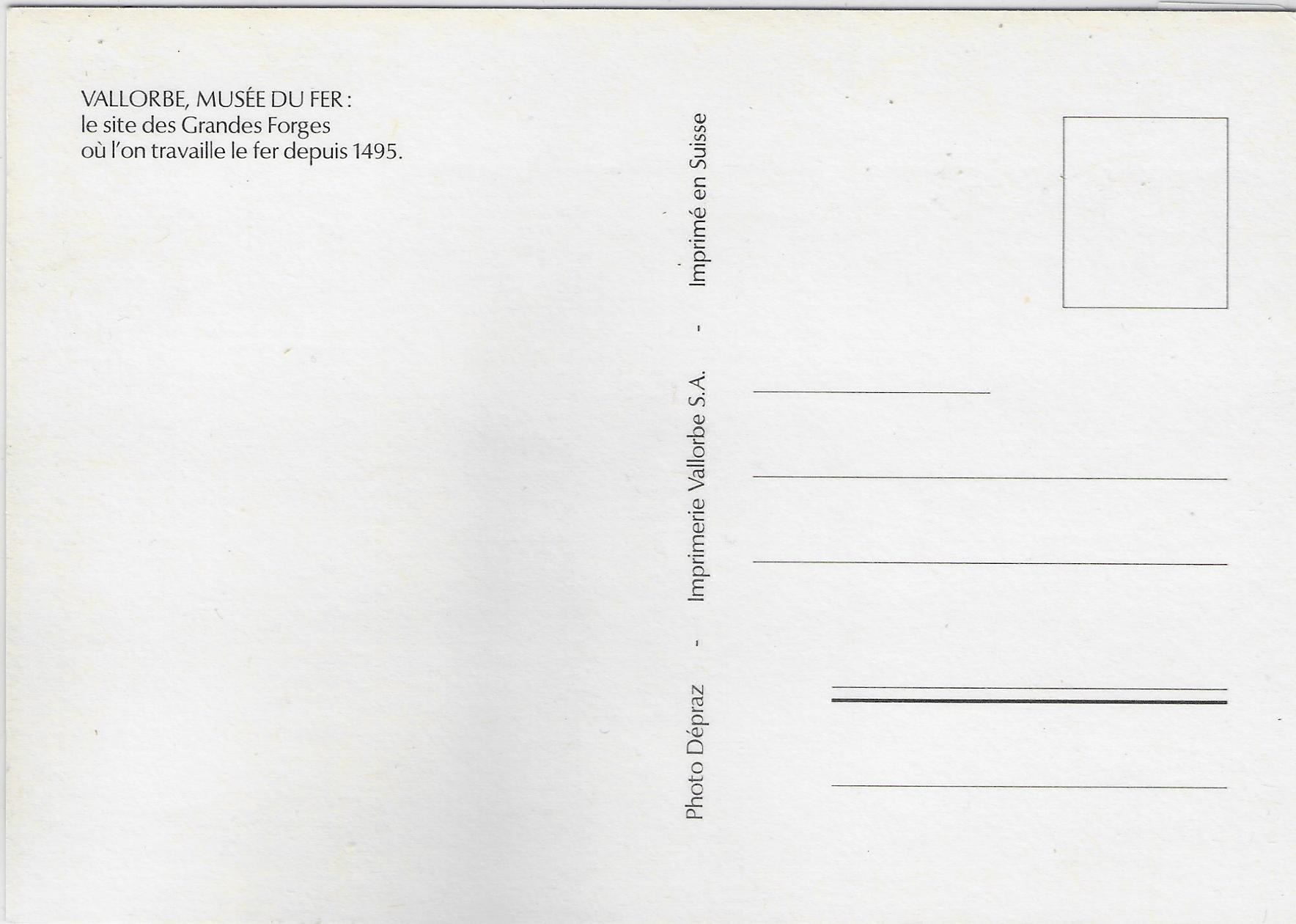 Cartes postales: Vallorbe - Musee du Fer – D'occasion à Ettingen par Kartenplanet 1
