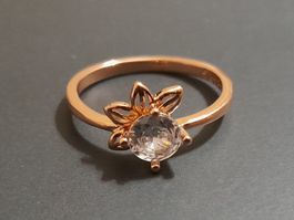 Ring mit Zirkonia, vergoldet 585, 3g, size 8 (57)