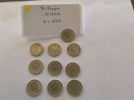 50 Rappen Silbermünzen Schweiz 1958, 10 Stück