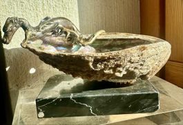 Antike Bronze Drachen✨Art Deco-✨Schale auf Marmorsockel✨Rar
