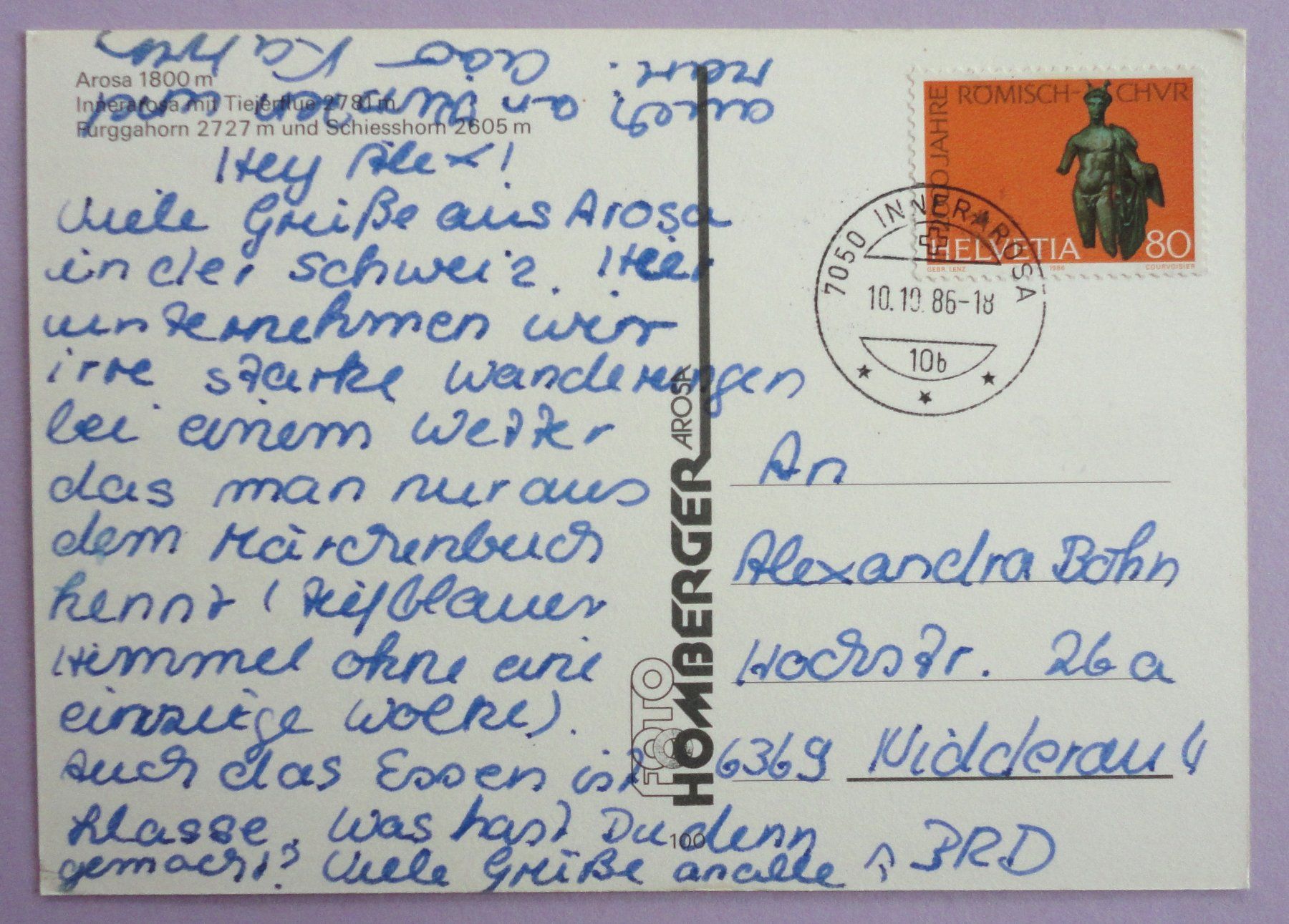 Cartoline postali: Arosa 1800 m - Inner Arosa – Usato da Fétigny venduto da Billy2miny 1