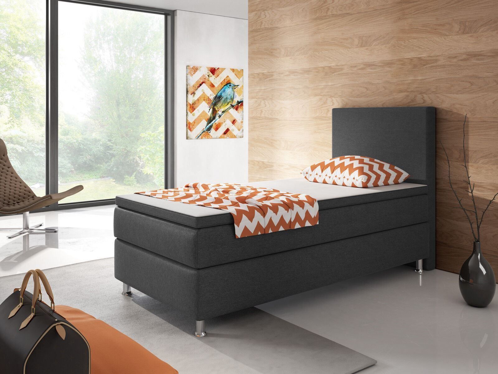 Letti: Boxspringbett 90x200 Anthrazit Hotelbett Einzelbett Bett – Nuovo e nell'imballaggio originale da Wallenwil venduto da toesstal-vertrieb