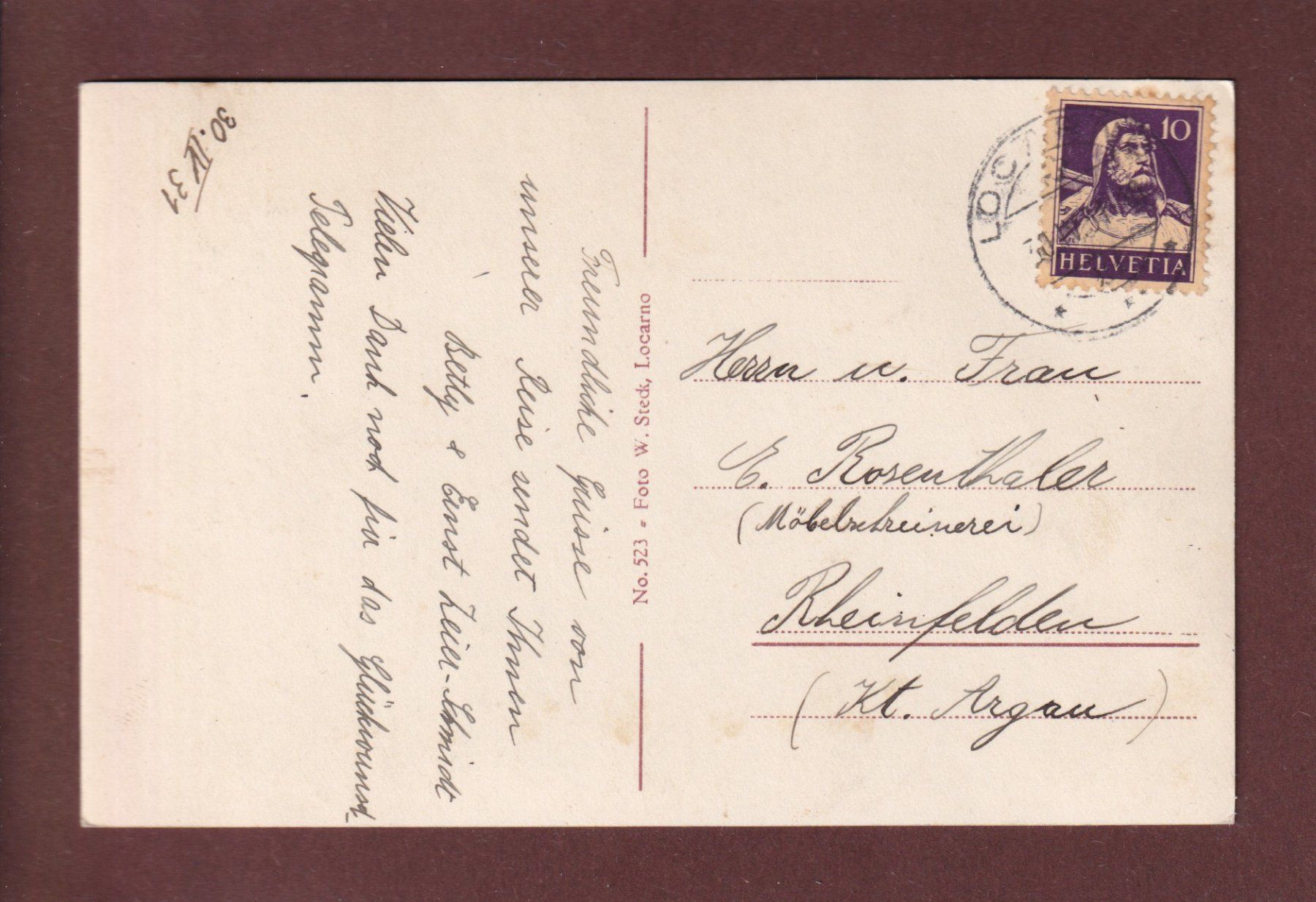 Ansichtskarten: LOCARNO - Quai - 1931 – Gebraucht aus Pully von nicecards 1