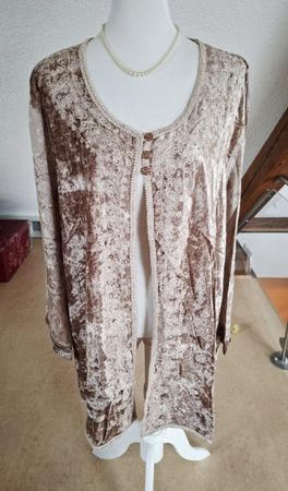 Boom Baba Samt Longbluse, beige, Grösse Free Size -Neu