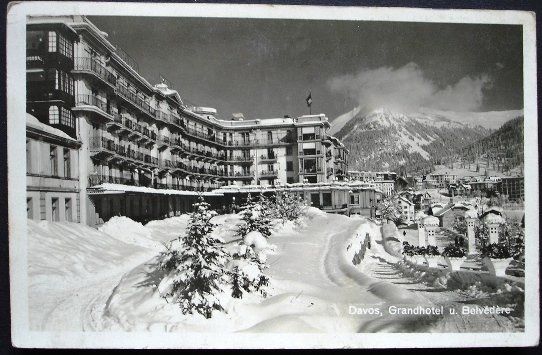 Cartoline postali: DAVOS Grandhotel u. Belvédère 1933 – Usato da Jona venduto da philajona