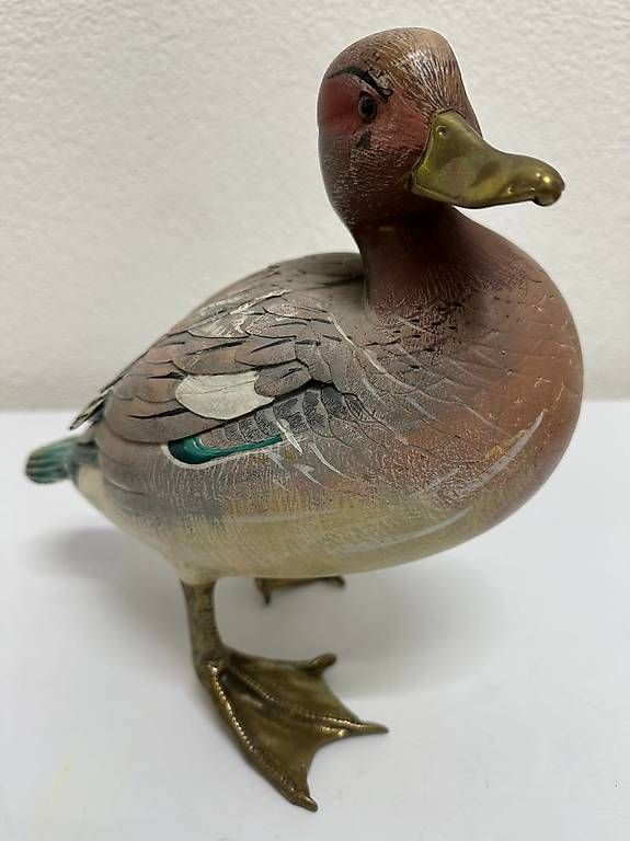 Statuette: Vintage Elli Malevolti Designer Holzente mit Messingdetails – Usato da Obernau venduto da Arche_Noah_Brocki 2